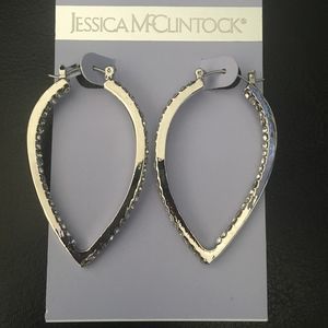 Jessica McClintock Oval Inside Out Pave Hoops